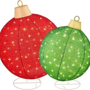 2pc Outdoor Lighted Christmas Ornament Set