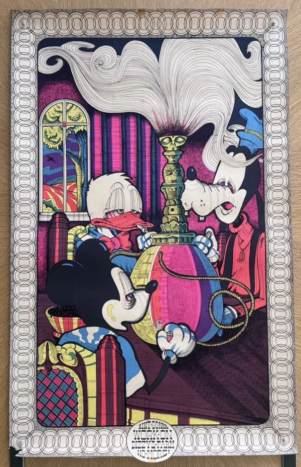 Vintage 1970 Disney Hookah Blacklight Poster