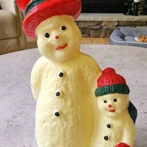 Vintage Blowmold Double Snowman Table Lamp