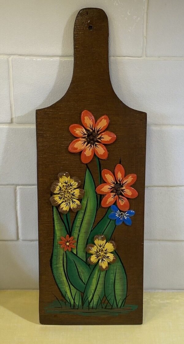 Vintage Hand Painted Floral Paddle Wall Decor