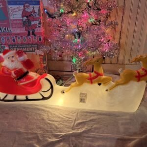 Vintage Lighted Santa Sled Set, 31”