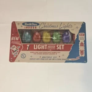 Vintage Retro Christmas Lights Metal Sign