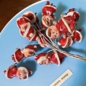 12 Red Vintage Christmas Pixie Stems