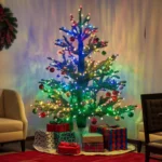 a festive room setting of a 6ft artificial prelit christmas tree