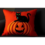cat and pumpkin throw pillow