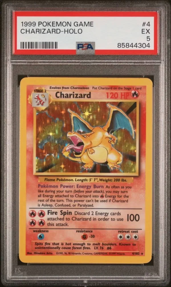 PSA 5 Charizard Holo Base Set 1999