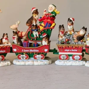 Rare Danbury Mint Sheltie Christmas Train Set