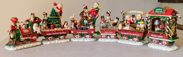 Rare Danbury Mint Sheltie Christmas Train Set