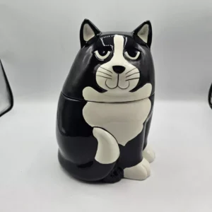 Smug Black & White Tuxedo Cat Jar
