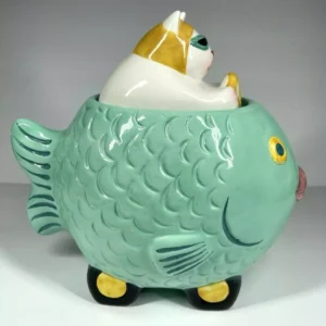 Vintage 1993 Cat Racer Cookie Jar