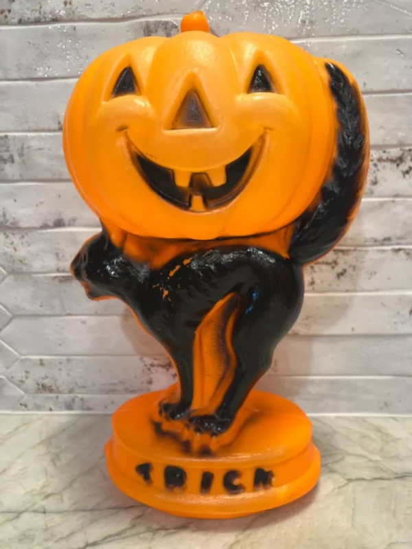 Vintage Halloween Black Cat Pumpkin Mold