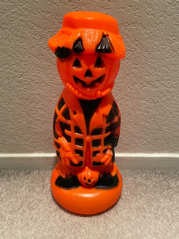 Vintage Halloween Scarecrow Blow Mold Pumpkin