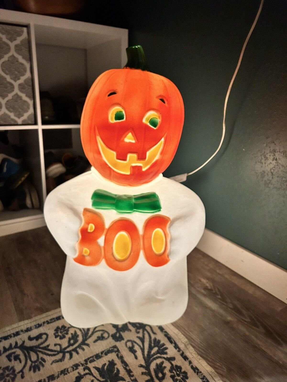 TPI Jack O Lantern Pumpkin Ghost Blow Mold BOO Halloween Yard Decor Vintage 1993