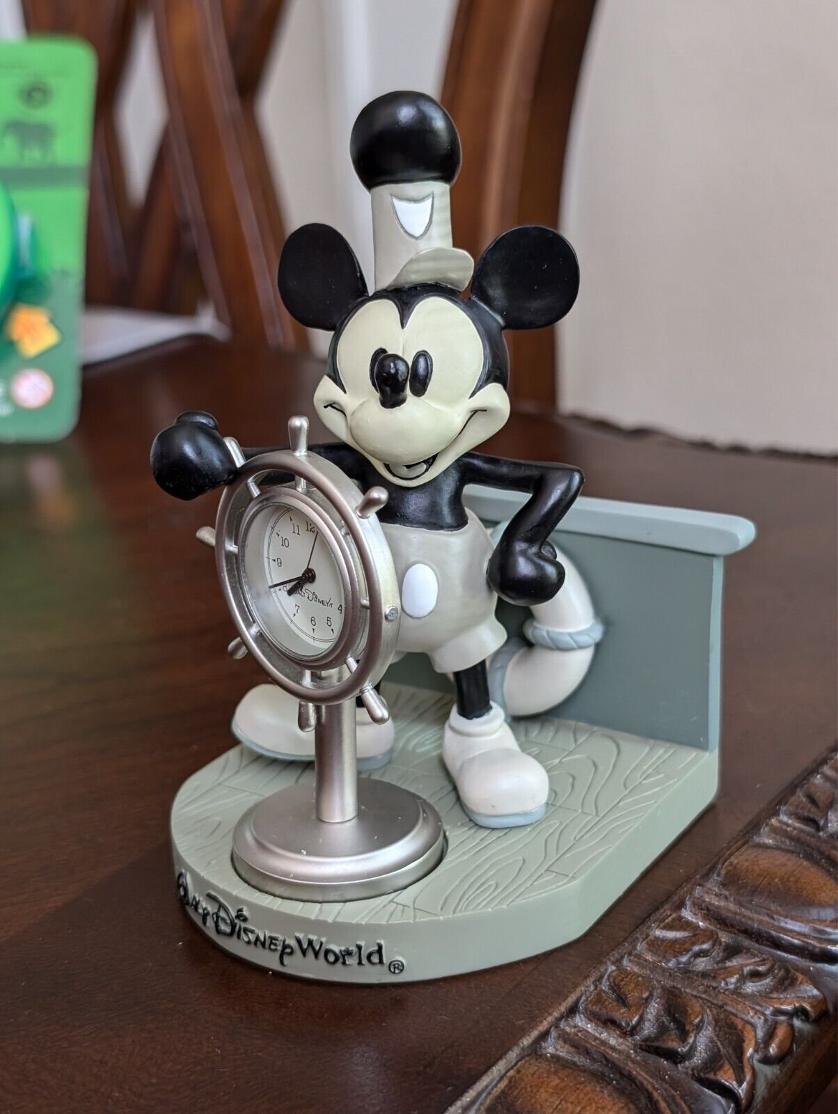 Vintage 90s Disney Inaugural Cruise Line Steamboat Willie Desk Clock Figurine 5"