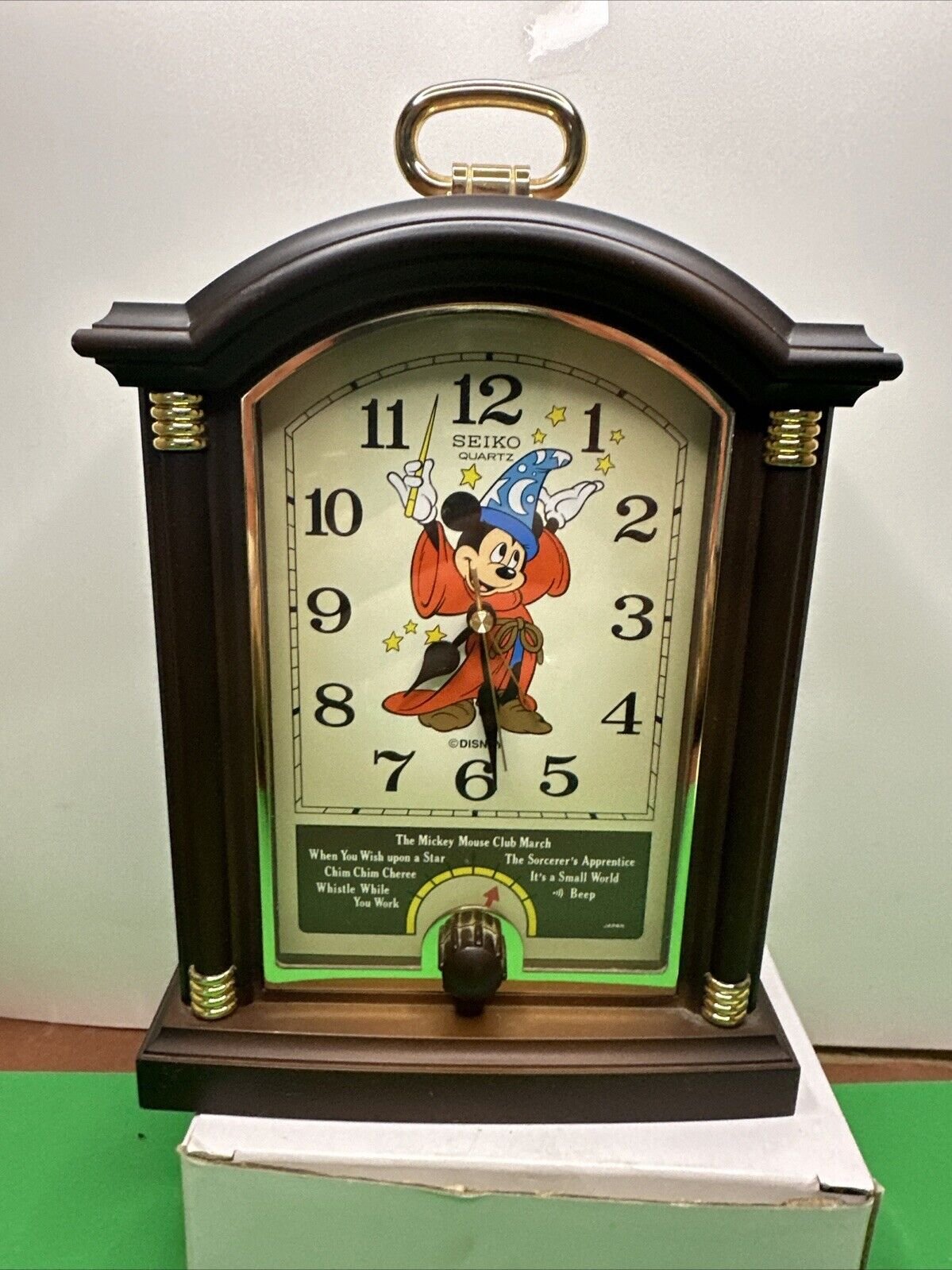 Vintage Disney Mickey Mouse Mantle Musical Alarm Clock Seiko Quartz 1990s-Works!