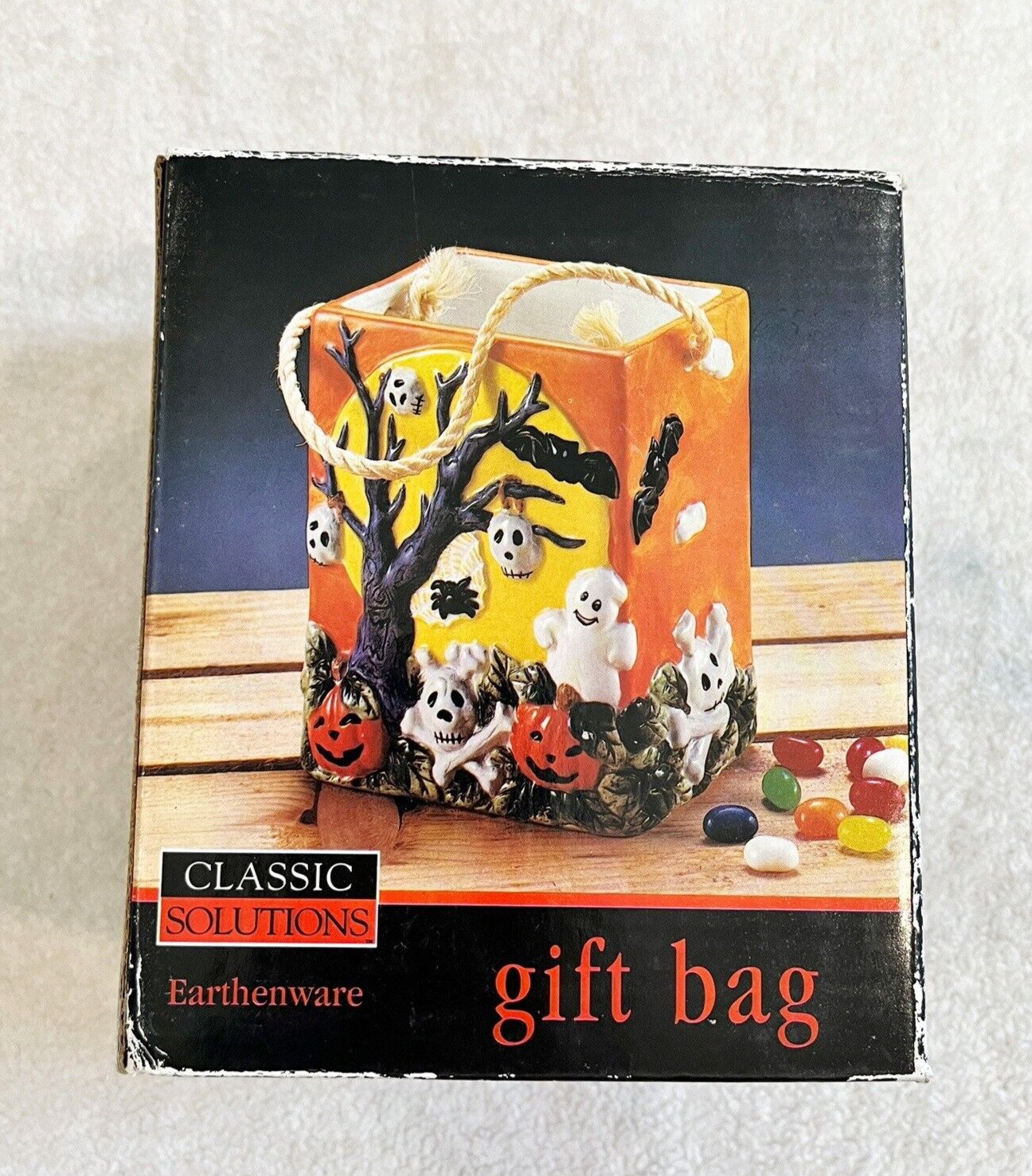 Vintage Halloween 90s Decoration Decor Pumpkin Bat Ghost Skeleton Spooky