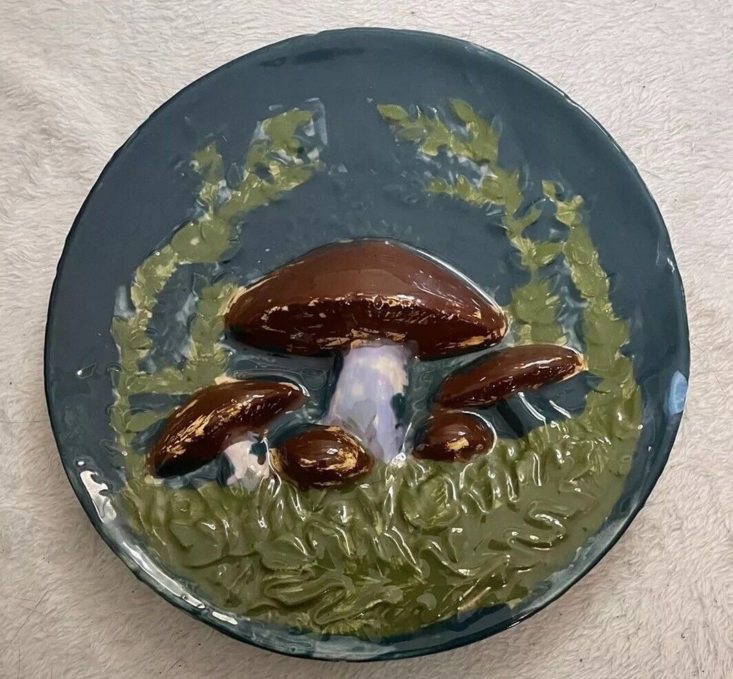 Vintage Mushroom Plaque Handmade 1970s Retro