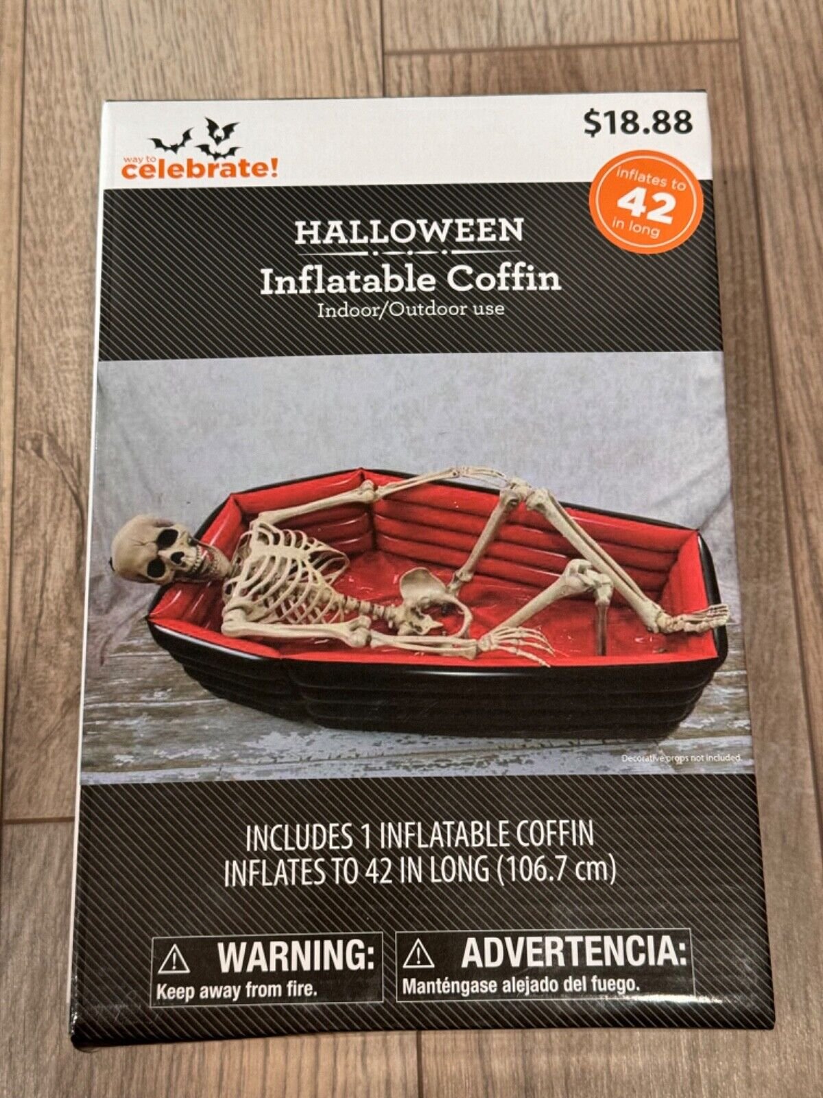 WAY TO CELEBRATE HALLOWEEN AIRBLOWN INFLATABLE 42 INCH INFLATABLE COFFIN