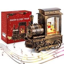 Christmas Snow Globe Lantern Train with Water Swirling Glitter, Musical and L...