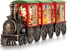 Christmas Snow Globe Train Lighted with Swirling Glitter Santa Claus Reindeer