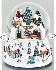CHRISTMAS VILLAGE MUSICAL SNOW GLOBE WITH ROTATING TRAIN
