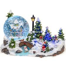 Christmas Village Snow Globe with Rotating Train Music Box Automatic Snowfall...