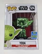 Funko Pop Star Wars Yoda #124 Green Chrome 2019 SC Exclusive New Pop Protector