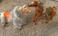 Vintage 1994 Mattel Barbie Doll Horses w/ Saddle & Bridle 2 Horses Poseable
