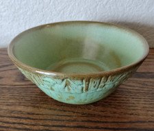 Vintage Frankoma Pottery Large Bowl Mayan Aztec Prairie Green 7XL