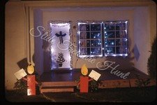 Christmas Porch Decorations Americana 35mm Slide 1950s Red Border Kodachrome