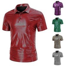 Mens Steampunk Disco Plaid Stage Dress Shirt for Party and Cosplay Events