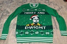 Tipsy Elves Green Ugly Christmas Sweater The Office Merry Dwight Sz Large MENS