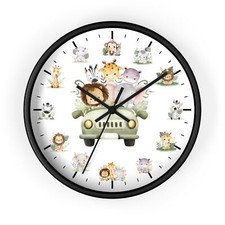 Whimsical Baby Animal Adventure Wall Clock, Nursery Decor, Kids Room