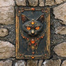 Black Cat Metal Sign for Home Decor