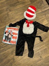 Dr Seuss Cat In The Hat Coverall Kids Costume Size Small 4-6 Halloween