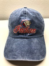 Indian Motorcycle Three In Baseball Cap Blue Mens OSFM Strapback Stone Washed