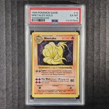 Ninetales, Shadowless Base Set Holo, 12/102, Pokémon, WOTC 1999, (PSA 6)