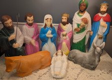 Vintage 9 Piece Christmas Nativity Scene Blow Mold 18-23" Empire