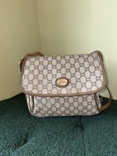 Vintage Gucci GG Supreme Canvas Crossbody Bag - Brown Leather Trim - Authentic