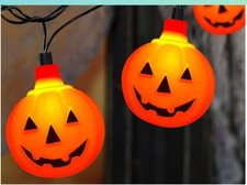 10 Ct Halloween Pumpkin String Lights Orange Jack O Lantern Party Decoration