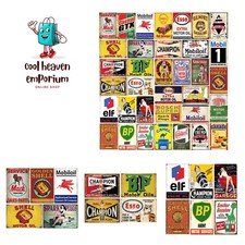 35 Pieces Reproduced Vintage Tin Signs, Gas Oil Retro Advert Antique Metal Si...