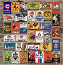 35 Pieces Reproduced Vintage Tin Signs, Gas Oil Retro Advert Antique Metal Signs