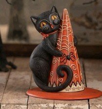 Bethany Lowe Halloween Hugga-Hat Jack Black Cat Figurine- New 2025! -7.75'H
