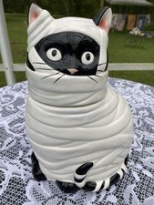 Ceramic Mummy Cat Cookie Jar Halloween