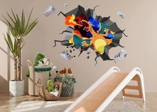 Charizard Fire Breath Pokemon 3D WALL EXPLOSION Decal Wall Sticker Decor Art