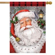 Checkered Santa Christmas House Flag Lamp Post 28" x 40" Briarwood Lane