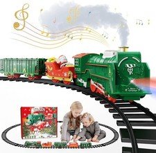 CHRISTMAS TRAIN SET LIGHT, SOUND, SMOKE & BATTERY POWERED