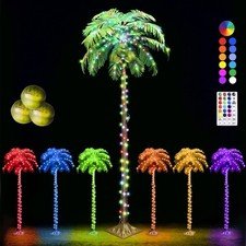 Color Changing LED Palm Tree with Remote Control, 6 FT Tropical Artificial Pa...