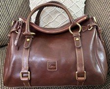 Dooney Bourke Chestnut Brown Florentine Vacchetta Leather Buckle Satchel Bag