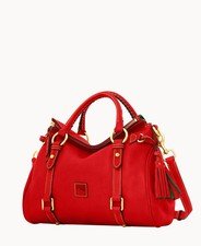 Dooney & Bourke Florentine Leather Satchel Handbag. Color RED. Size MEDIUM. NEW